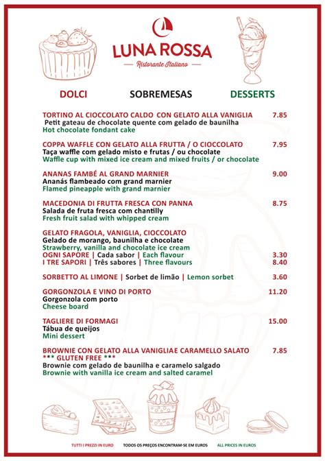 luna rossa menu with prices.